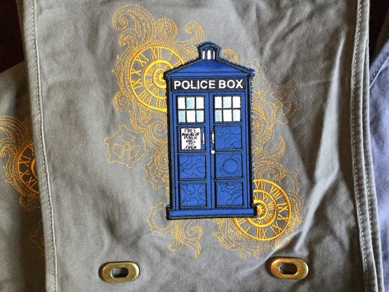 POLICE BOX Embroidered original Steampunk Messenger Bag