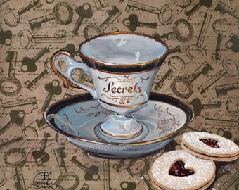 Cup of Secrets -8x8 archival Print from Original artwork by Felix Eddy