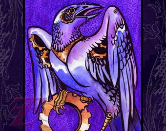 Gear Raven 8x10 archival Print from Original artwork by Felix Eddy
