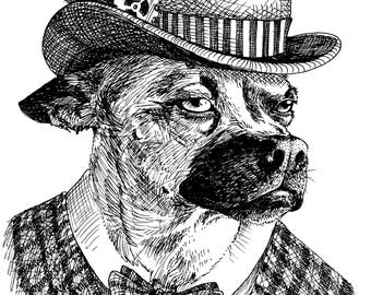 Paco the Canine Gentleman art print 8x10 from original work by Felix Eddy