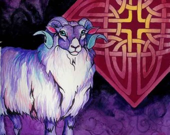 Celtic Ram 8x10 archival Print from Original artwork by Felix Eddy