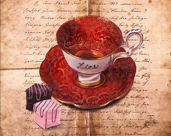 Cup of Lies -8x8 archival Print from Original artwork by Felix Eddy