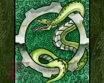 Gear Serpent 8x10 archival Print from Original artwork by Felix Eddy