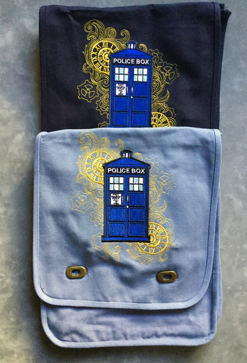 POLICE BOX Embroidered original Steampunk Messenger Bag