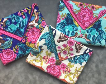Handmade Mermaid Print Padded Clutch: Cotton Travel Case