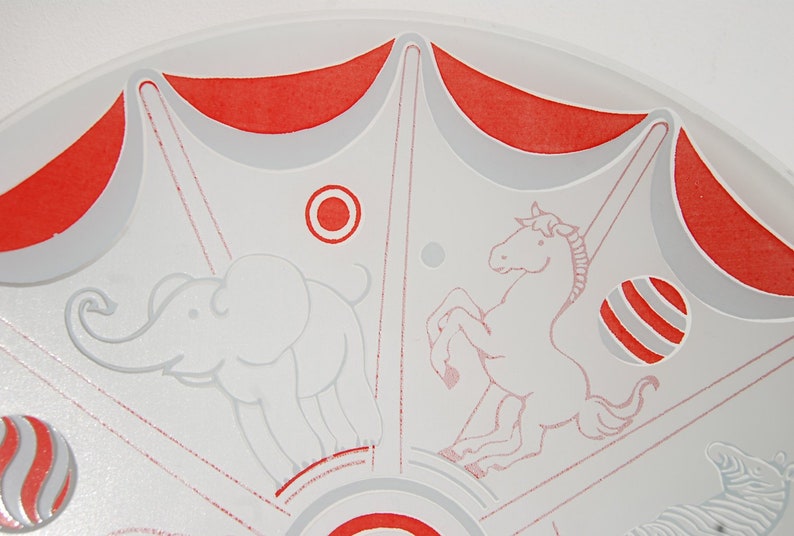 Vintage 14 Ceiling Light Cover Shade Zoo Animals Circus Etsy