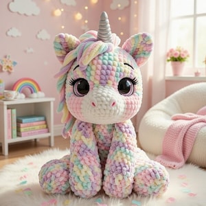 Crochet Unicorn Pattern | Amigurumi Plushie Horse, Fantasy Toy (PDF Download)