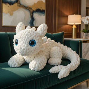 Virkmönster för vit drake: HTTYD Amigurumi PDF (digital nedladdning)