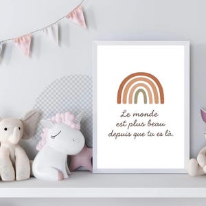 Affiche Arc-en-ciel boho-style Citation Positive en Français - 装飾 Chambre Bébé、Enfant、Naissance - Poster à Imprimer