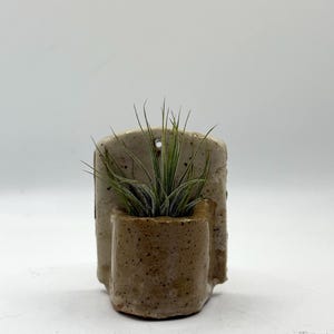 Mini Handmade Wall-Hanging Ceramic Planter – Small White Speckled Pocket Vase | Chaos to Clay
