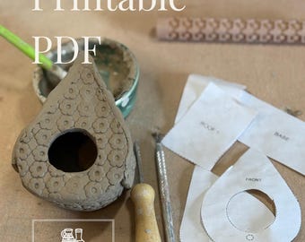 Mini Teardrop Birdhouse Pottery Template: Slab-Built Ceramics DIY (PDF Pattern)