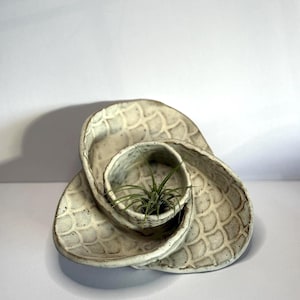 Handmade Ceramic Chip and Dip Bowl | Swirl Stoneware Charcuterie Dish