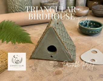 Plantilla para casita de pájaros triangular: Patrón de cerámica para construir con losas (Descarga en PDF)