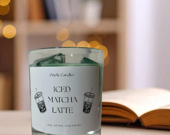 Iced Matcha Latte Candle – Unscented Soy Wax, Minimalist Decor