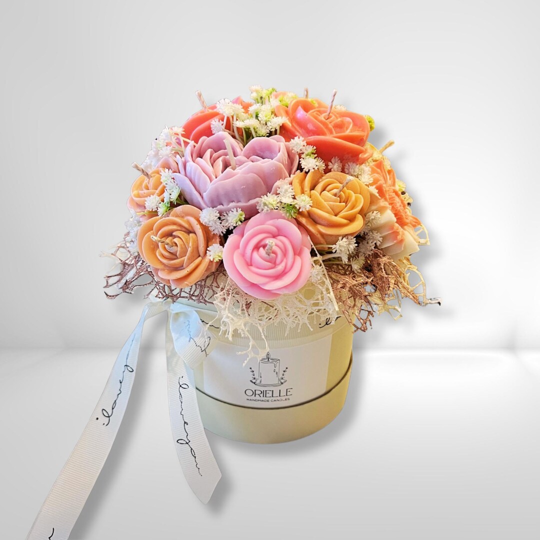 Handmade Soy Wax Flower Candle Bouquet – Floral Arrangement Gift Box - Etsy