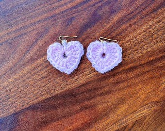 Crochet Heart Earrings