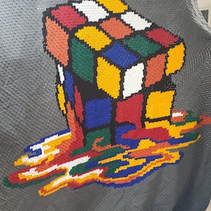 Modèle de couverture au crochet C2C Melting Rubiks Cube Graphghan