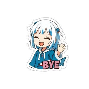 Stickers festifs Gawr Gura Mario « BYE » (Collection d'autocollants festifs Vtuber)