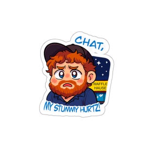 CaseOh Waffle Hause Sticker Design &quot;Chat, My Stummy Hurtz!&quot;