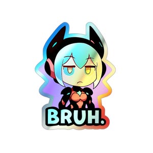 Cyborg Zentreya Mario Party Style Sticker &quot;BRUH.&quot; Holographic Edition (Vtuber Party Design Collection)
