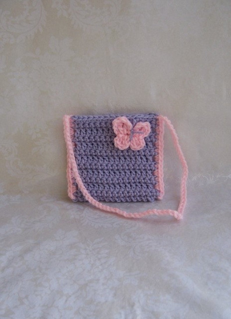 Crochet Girls Purse, Toddler Purse, Crochet Purse With Strap, Butterfly