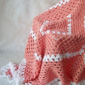 Crochet Baby Blanket, Granny Square, Baby Shower Set, Peach Blanket image 2