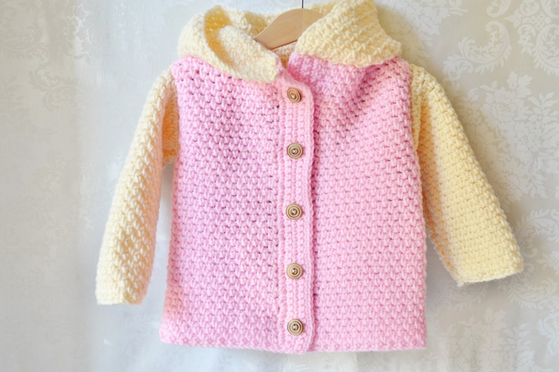 Crochet Sweater, Baby Sweater, Pink Lavender Cream Sweater, Crochet