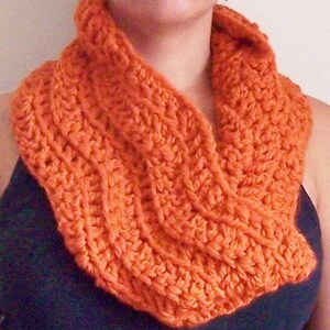 Crochet Circle Scarf, Crochet Cowl, Crochet Neck Warmer, Pumpkin Cowl