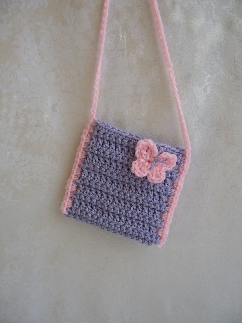 Crochet Girls Purse, Toddler Purse, Crochet Purse With Strap, Butterfly