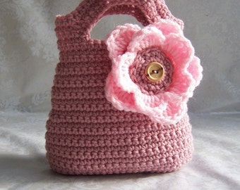 Crochet Purse for Girls, Crochet Purse, Pink Purse, Flower Purse, Purse with Handles