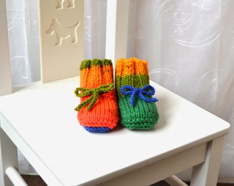 Knit Baby Booties, Multicolor Baby Booties, Knit Multicolor Booties, Boho Baby Booties