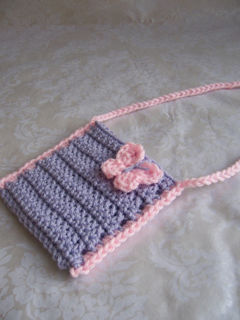Crochet Girls Purse, Toddler Purse, Crochet Purse With Strap, Butterfly