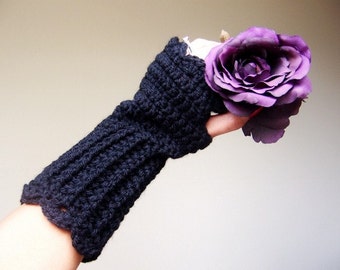 Fingerless Gloves, Crochet Wrist Warmers- You Choose Color