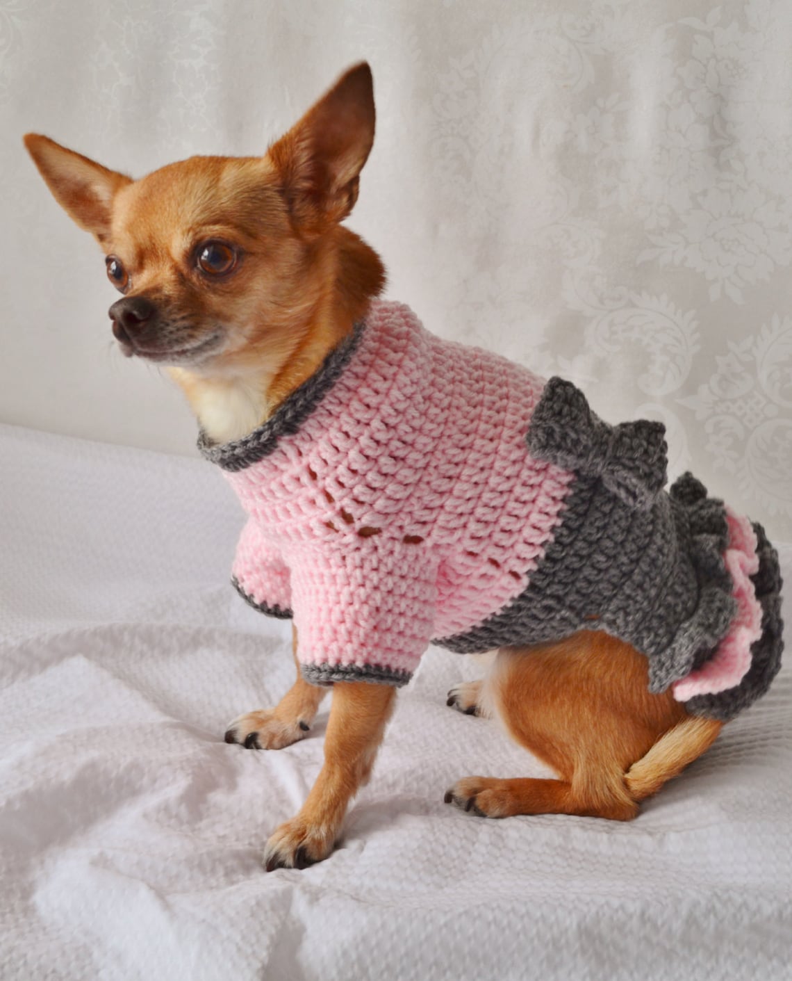 Crochet Dog Sweater, Dog Sweater With Bow, the Oxford Dog Sweater Etsy