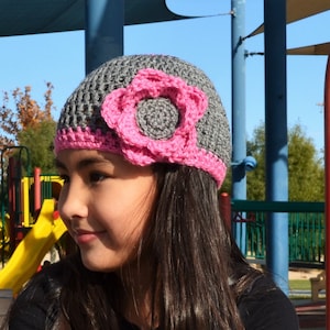 Crochet Hat, Girls Hat, Crochet Hat with Flower, Flower Hat - You Choose Color