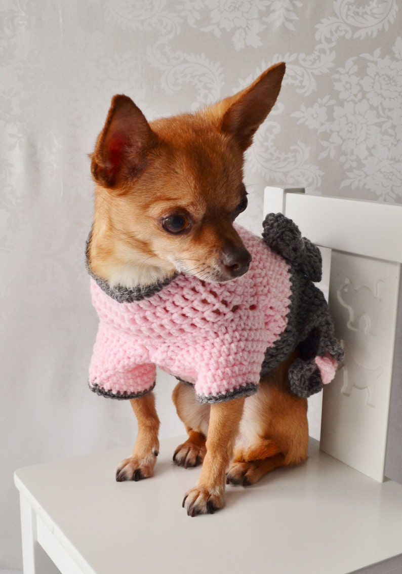 Crochet Dog Sweater, Dog Sweater With Bow, the Oxford Dog Sweater Etsy