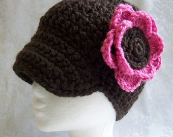Crochet Hat, Crochet Hat for Girls, Flower Hat, Crochet Flower