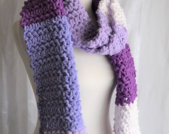 Chunky Multi-Color Purple, Lavender, and Violet Crochet Scarf, Women's Scarf, Chunky Scarf, Purple Scarf, Crochet Scarf