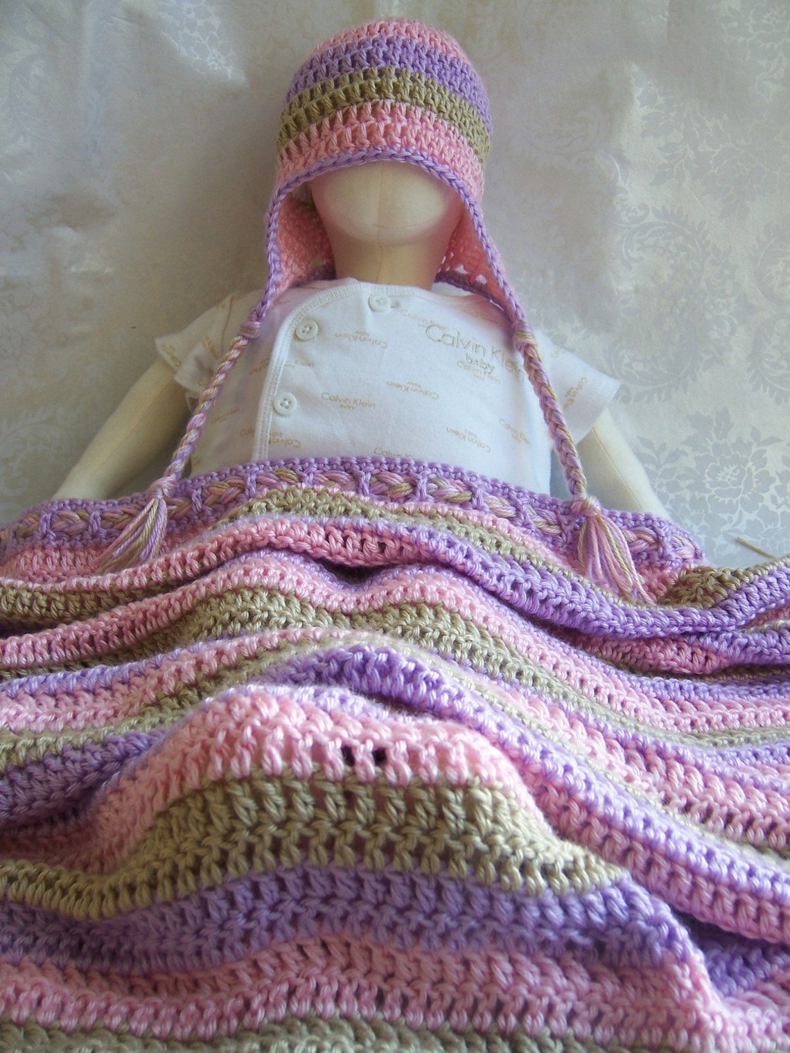 Crochet Baby Blanket, Multicolor Crochet Baby Blanket, Crochet Stripes