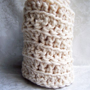 Crochet Circle Scarf, Crochet Cowl, Crochet Neck Warmer, Cream Cowl image 5