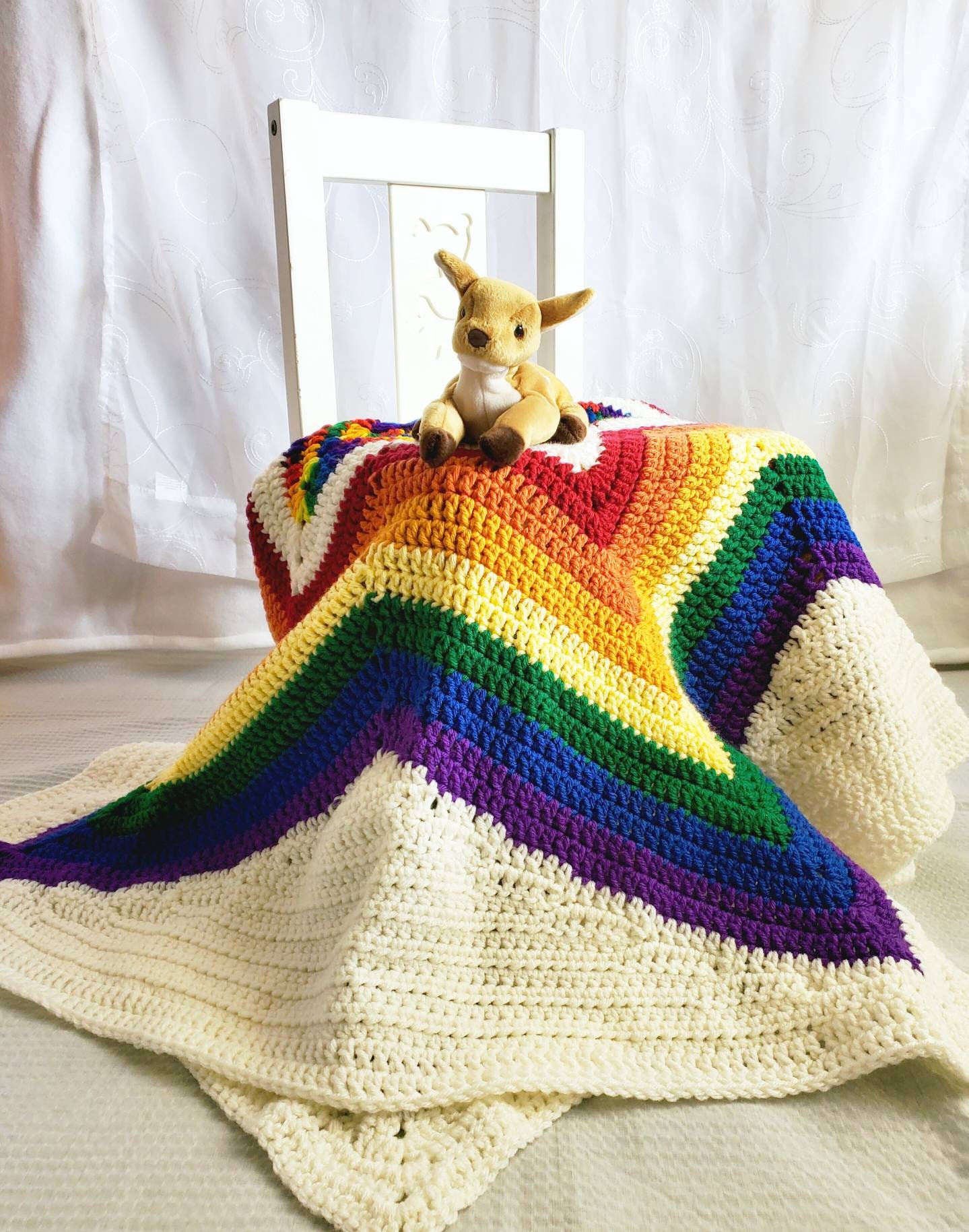 Large Rainbow Star Blanket Crochet Baby Blanket Crochet Star