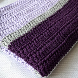 Crochet Afghan, Crochet Baby Blanket - Plum, Grey, and Lavender
