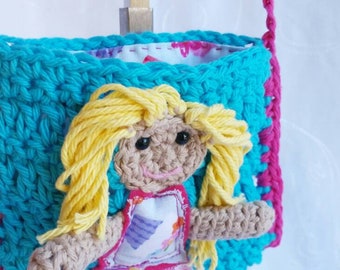 Dolly Purse, Crochet Girls Purse, Toddler Purse, Crochet Purse with Strap, Crochet Doll Purse, Crochet Purse for Kids, Crochet Doll