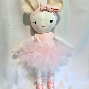 Handmade Fabric Ballerina Mouse - Heirloom Toy - Stuffed Mouse - Birthday Present - Keepsake gift - Gift for Girl