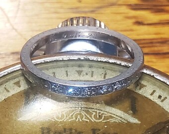 Antique 1923 Platinum Wedding Band Size 4.5 – Art Deco Era Engraved Ring – Slim Vintage Stackable Heirloom Band