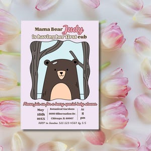 Bear Baby Shower Invitation, Pink Beary Special Baby Shower Invite, Printable Baby Shower Invitation, Instant Download, Editable Template