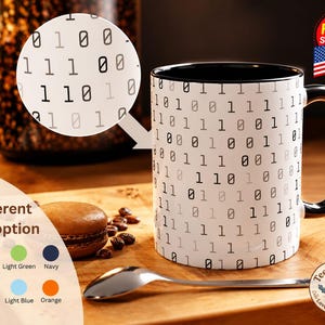 Binary Code Coffee Mug, Programmer Gift, Coding Mug, Computer Science Cup, Geek Coffee Mug, Software Developer Gift, Tech Lover Mug