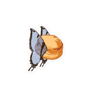 Butterfly Biscuit Kiss-Cut Stickers - Silly Buttermilk Biscuit with Butterfly Wings, Fun Decals for Laptops and Water Bottles, Quirky