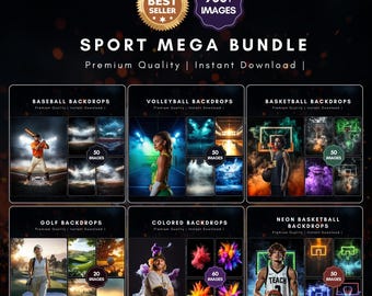Fonds Mega Sports et arrière-plans numériques | Baseball, basket-ball, football, volley-ball, football toile de fond | Affiches sportives seniors