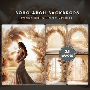 Boho Maternity Digital Arch Backdrop, Minimal Arch Digital Backdrops Overlays Studio Backdrop Overlays Fine Art Textures Brown Boho Style